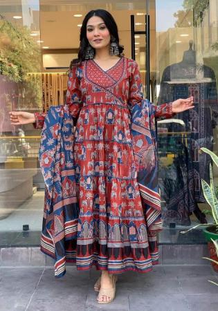 Picture of Grand Cotton Indian Red Readymade Salwar Kameez