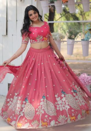 Picture of Chiffon & Cotton Pale Violet Red Lehenga Choli