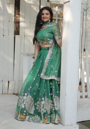 Picture of Superb Chiffon & Cotton Cadet Blue Lehenga Choli