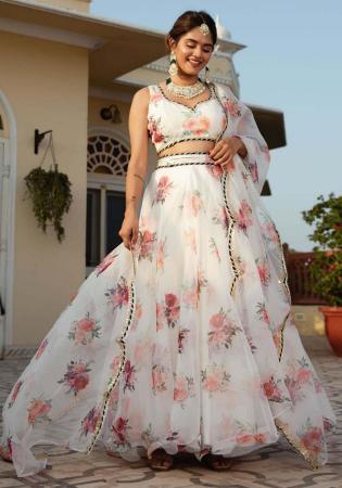 Picture of Nice Silk & Organza White Lehenga Choli