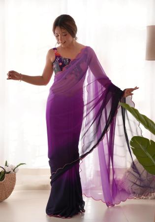 Picture of Amazing Georgette Purple Saree