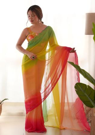 Picture of Appealing Georgette Salmon Saree