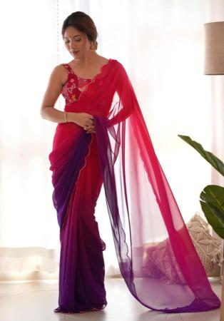 Picture of Ravishing Georgette Dark Red Saree