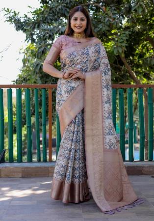 Picture of Good Looking Silk Light Slate Grey Saree