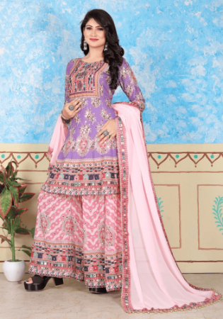 Picture of Bewitching Cotton Medium Purple Readymade Salwar Kameez