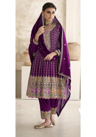 Picture of Splendid Chiffon Maroon Anarkali Salwar Kameez