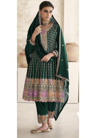 Picture of Nice Chiffon Dark Green Anarkali Salwar Kameez