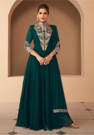 Picture of Bewitching Georgette Dark Green Anarkali Salwar Kameez