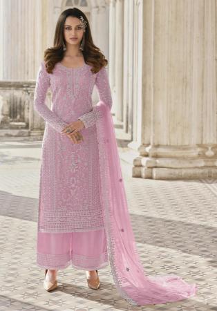 Picture of Resplendent Net Rosy Brown Straight Cut Salwar Kameez