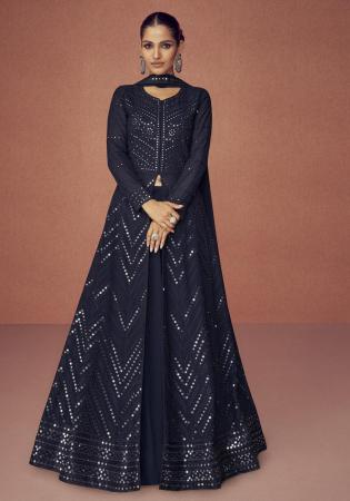 Picture of Georgette Midnight Blue Anarkali Salwar Kameez