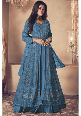 Picture of Georgette Midnight Blue Anarkali Salwar Kameez