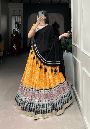 Picture of Bewitching Rayon Dark Orange Lehenga Choli