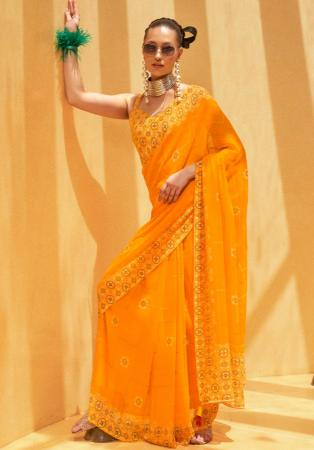 Picture of Resplendent Georgette Dark Orange Saree