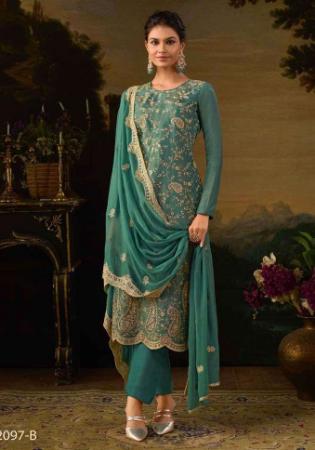 Picture of Silk Dark Slate Grey Straight Cut Salwar Kameez