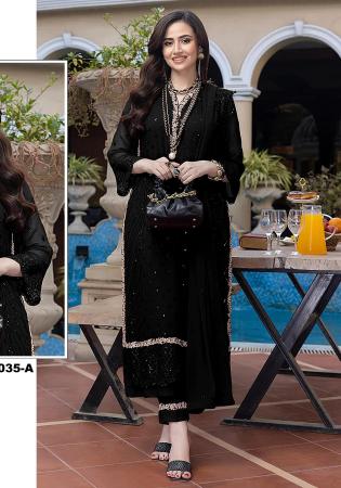 Picture of Elegant Georgette Black Straight Cut Salwar Kameez