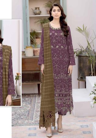 Picture of Georgette Dim Gray Straight Cut Salwar Kameez