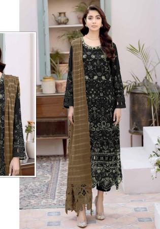 Picture of Beauteous Georgette Black Straight Cut Salwar Kameez