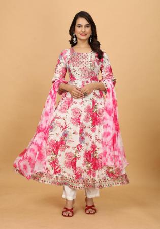 Picture of Rayon & Cotton Beige Readymade Salwar Kameez