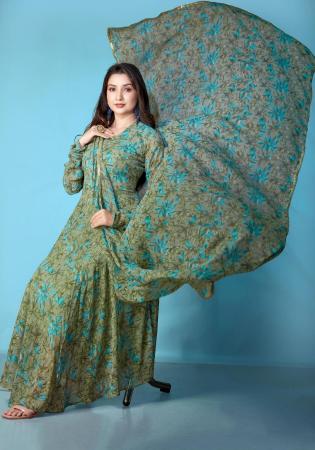 Picture of Stunning Georgette Dark Sea Green Kurtis & Tunic