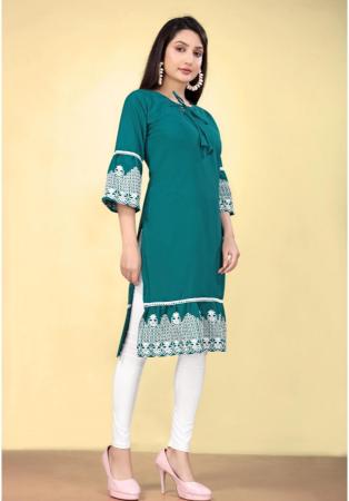 Picture of Fine Cotton Teal Kurtis & Tunic