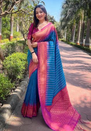 Picture of Stunning Silk Dark Cyan Saree