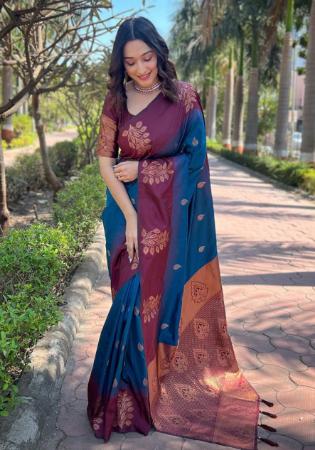 Picture of Comely Silk Midnight Blue Saree