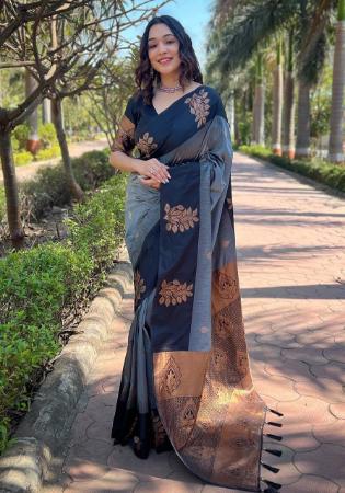 Picture of Sublime Silk Light Slate Grey Saree