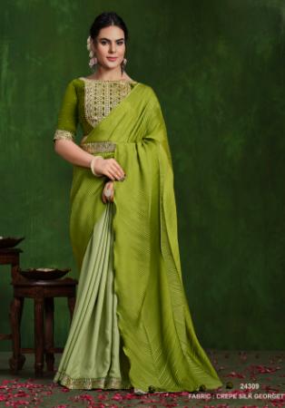 Picture of Charming Silk Olive Drab Saree