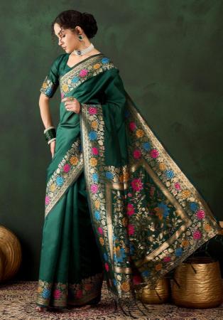 Picture of Pretty Silk Sea Green Saree