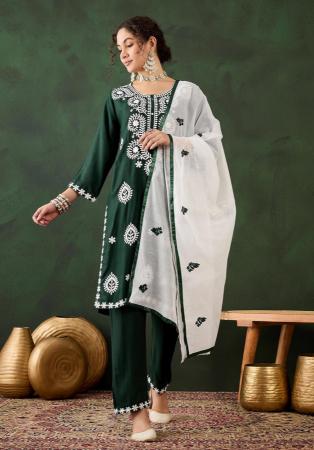 Picture of Graceful Rayon Sea Green Readymade Salwar Kameez