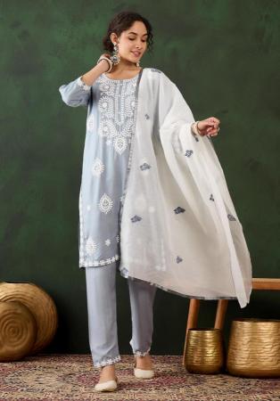 Picture of Graceful Rayon Dark Grey Readymade Salwar Kameez