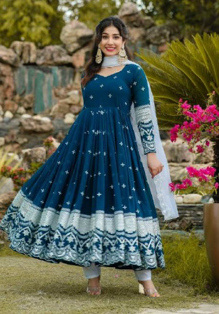 Picture of Nice Georgette Navy Blue Readymade Salwar Kameez