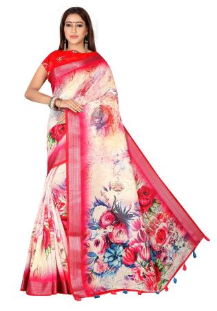 Picture of Wonderful Linen Pale Violet Red Saree