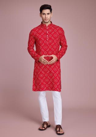 Picture of Stunning Rayon Fire Brick Kurtas