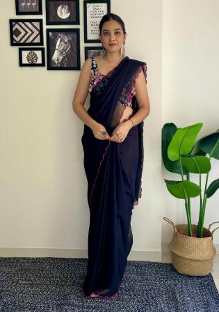 Picture of Lovely Georgette Black Saree