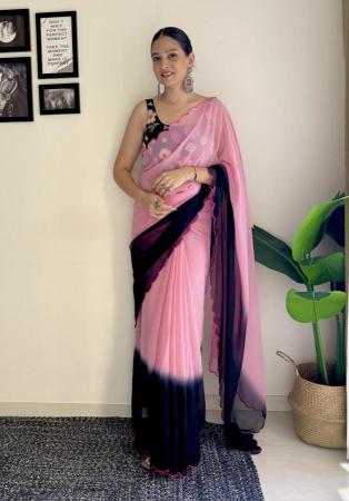 Picture of Nice Georgette Light Pink Saree