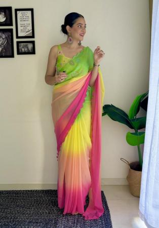 Picture of Enticing Georgette Sea Green Saree