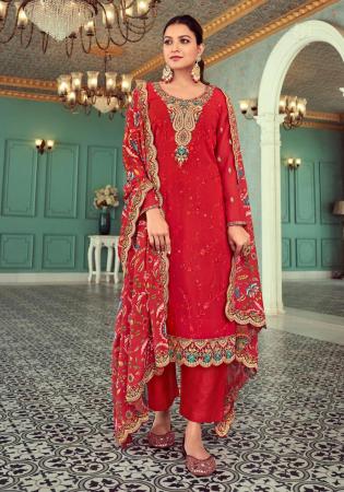 Picture of Taking Georgette Crimson Straight Cut Salwar Kameez