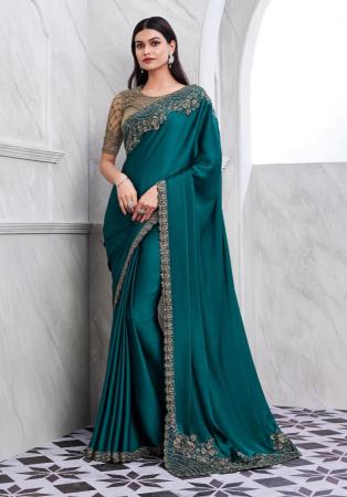 Picture of Marvelous Silk Teal Saree