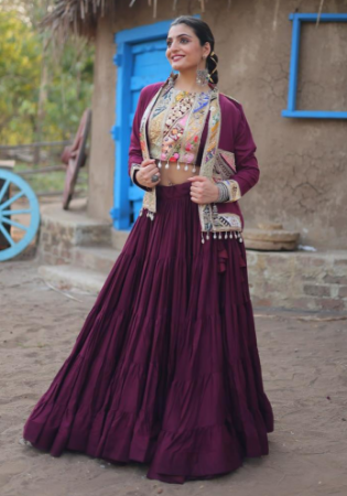 Picture of Bewitching Rayon Brown Readymade Lehenga Choli