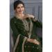 Picture of Silk Dark Olive Green Straight Cut Salwar Kameez