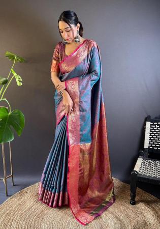 Picture of Sightly Silk Cadet Blue Saree