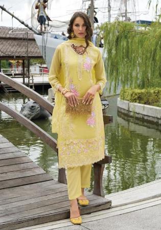 Picture of Grand Organza Light Yellow Readymade Salwar Kameez