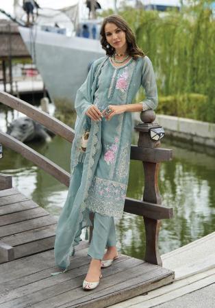 Picture of Organza Light Slate Grey Readymade Salwar Kameez