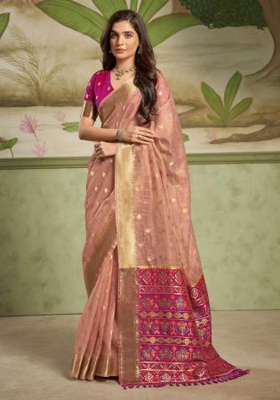 Picture of Radiant Cotton & Silk Dark Salmon Saree