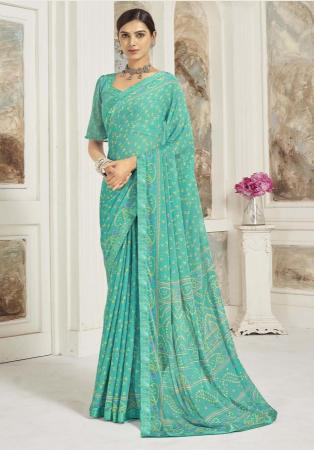 Picture of Sublime Chiffon Dark Turquoise Saree