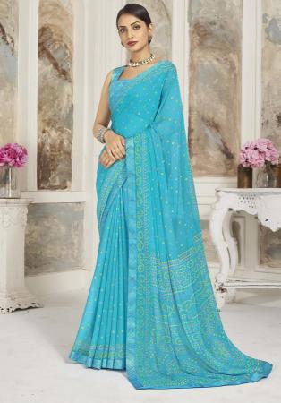 Picture of Grand Chiffon Dark Turquoise Saree