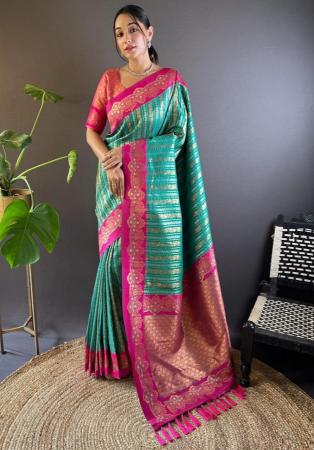 Picture of Fascinating Silk Sea Green Saree