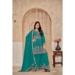 Picture of Lovely Chiffon Teal Straight Cut Salwar Kameez