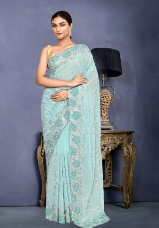 Picture of Pleasing Silk Light Steel Blue Saree